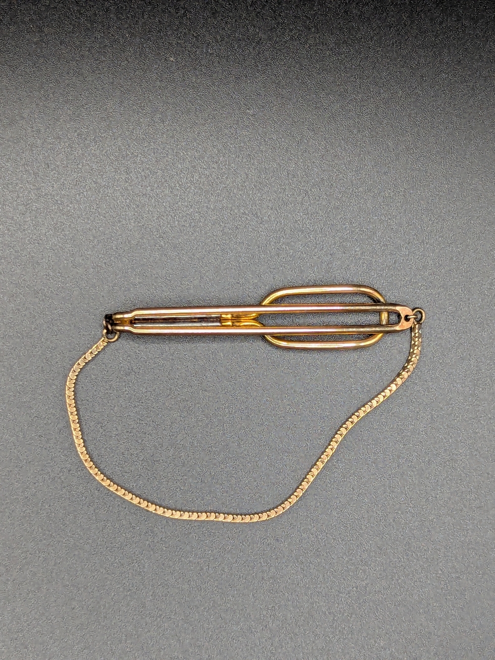 Gold Men’s Tie Bar Clip with Safety Chain - Elegant Classic